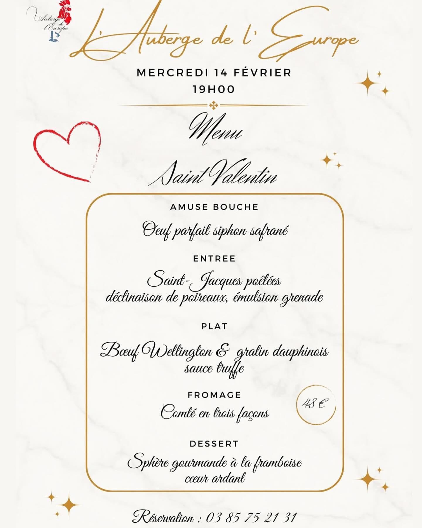 menu St Valentin